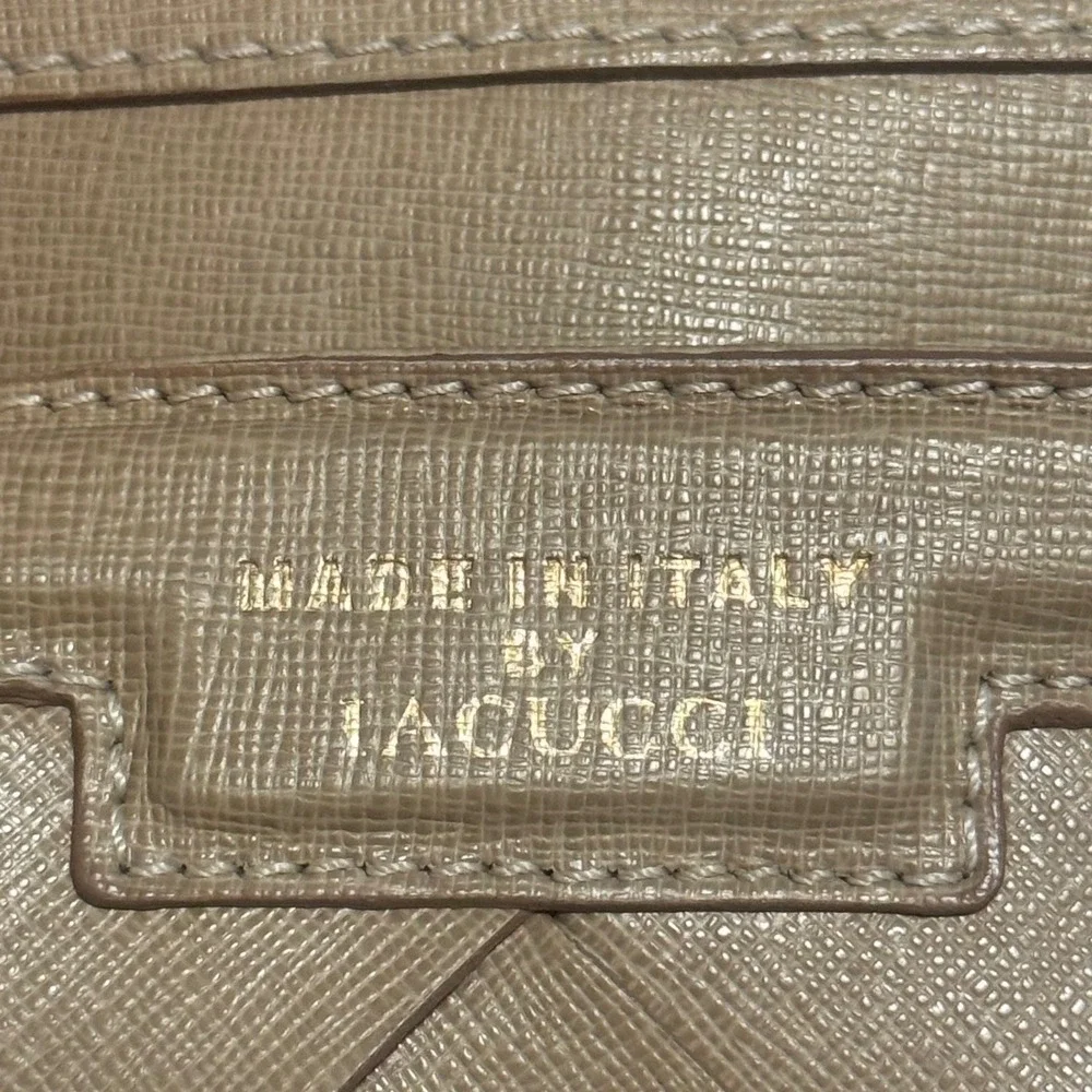 Iacucci Made in Italy Genuine Leather Woven Satchel‎ Taupe Tan